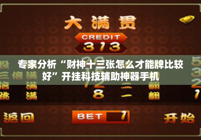 专家分析“财神十三张怎么才能牌比较好”开挂科技辅助神器手机