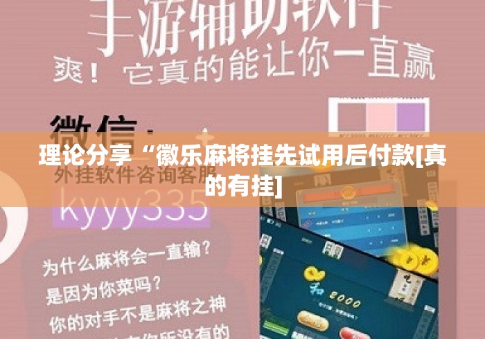 理论分享“徽乐麻将挂先试用后付款[真的有挂]