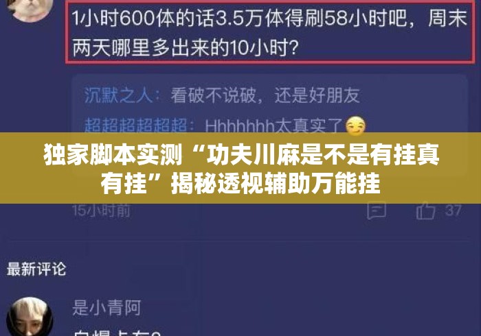 独家脚本实测“功夫川麻是不是有挂真有挂	”揭秘透视辅助万能挂