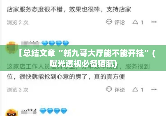【总结文章“新九哥大厅能不能开挂”(曝光透视必备猫腻)