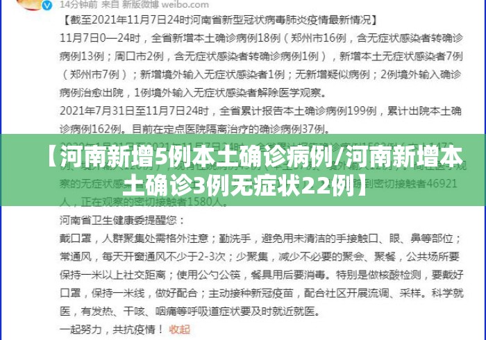 【河南新增5例本土确诊病例/河南新增本土确诊3例无症状22例】 【河南新增5例本土确诊病例/河南新增本土确诊3例无症状22例】