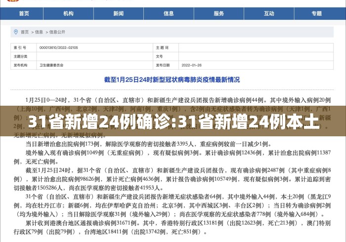 31省新增24例确诊:31省新增24例本土