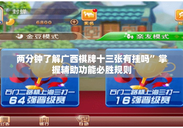 两分钟了解广西棋牌十三张有挂吗”掌握辅助功能必胜规则