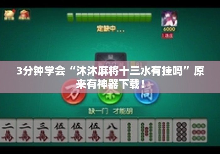 3分钟学会“沐沐麻将十三水有挂吗”原来有神器下载！