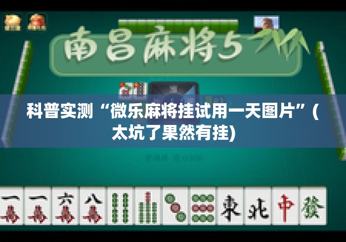 科普实测“微乐麻将挂试用一天图片	”(太坑了果然有挂)