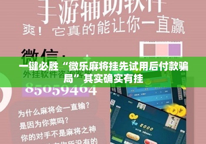 一键必胜“微乐麻将挂先试用后付款骗局”其实确实有挂