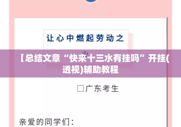 【总结文章“快来十三水有挂吗”开挂(透视)辅助教程