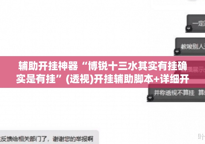 辅助开挂神器“博锐十三水其实有挂确实是有挂”(透视)开挂辅助脚本+详细开挂安装教程