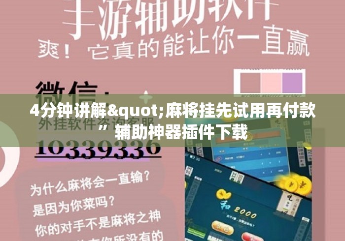 4分钟讲解"麻将挂先试用再付款	”辅助神器插件下载