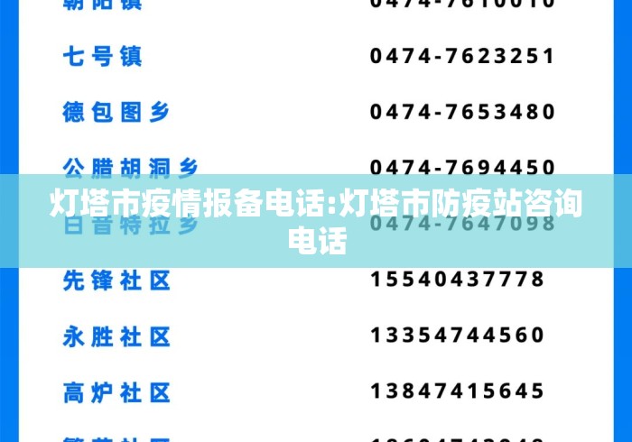 灯塔市疫情报备电话:灯塔市防疫站咨询电话 灯塔市疫情报备电话:灯塔市防疫站咨询电话