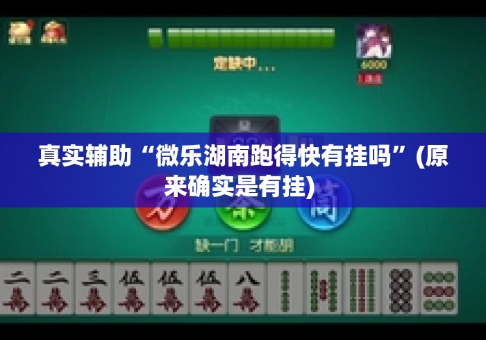 真实辅助“微乐湖南跑得快有挂吗”(原来确实是有挂) 
