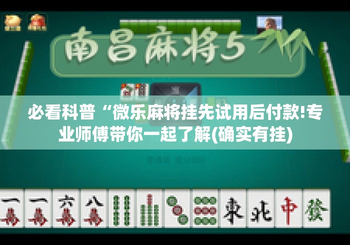 必看科普“微乐麻将挂先试用后付款!专业师傅带你一起了解(确实有挂)