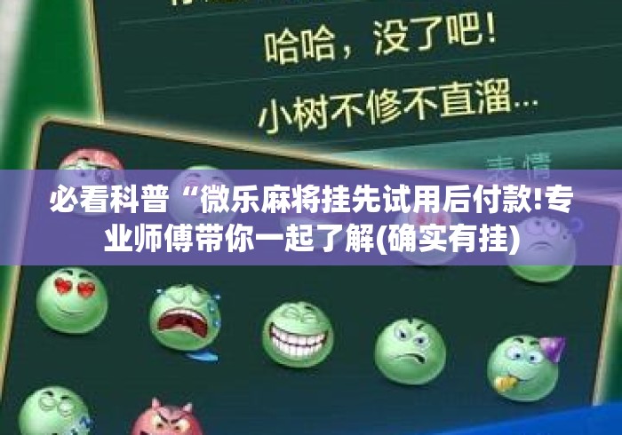 必看科普“微乐麻将挂先试用后付款!专业师傅带你一起了解(确实有挂)