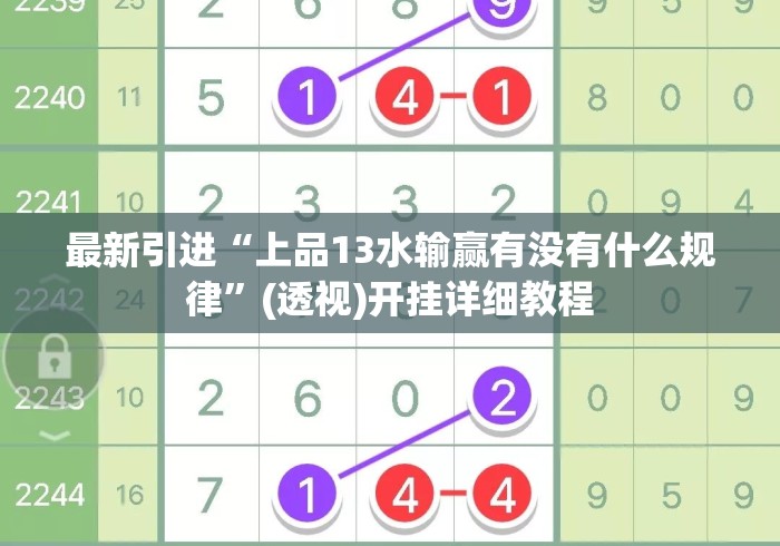 最新引进“上品13水输赢有没有什么规律”(透视)开挂详细教程