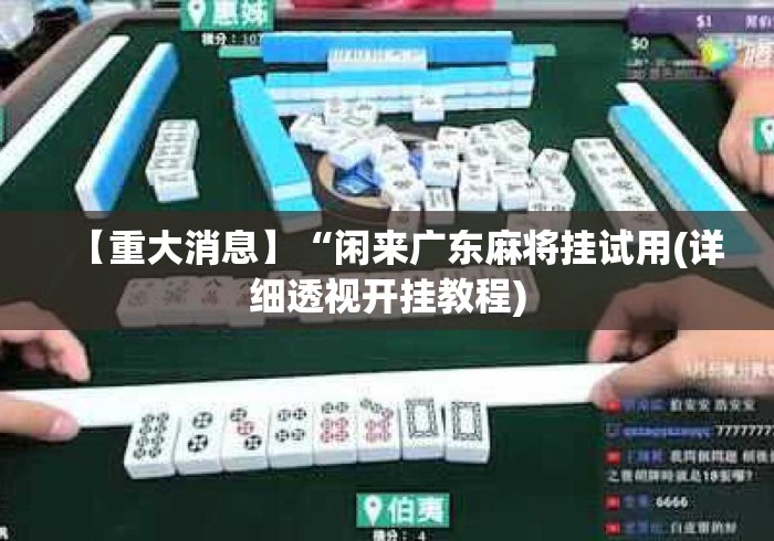 【重大消息】“闲来广东麻将挂试用(详细透视开挂教程) 【重大消息】“闲来广东麻将挂试用(详细透视开挂教程)