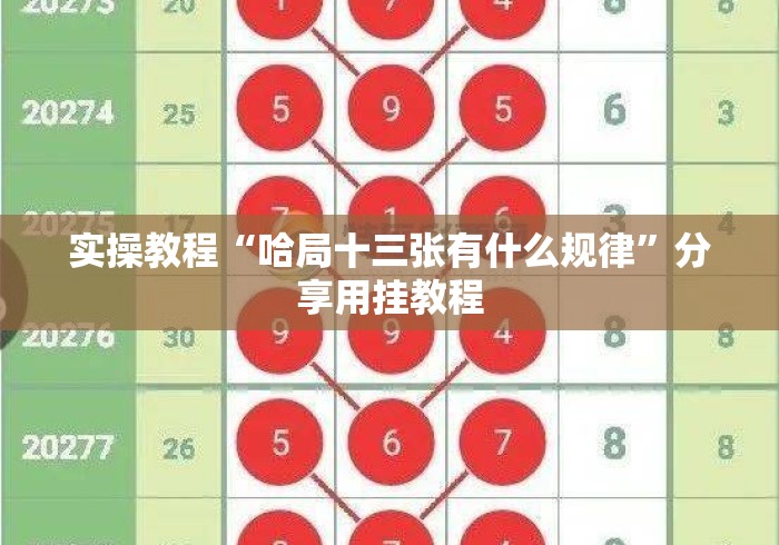 实操教程“哈局十三张有什么规律”分享用挂教程