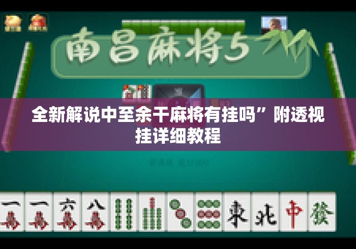 全新解说中至余干麻将有挂吗”附透视挂详细教程