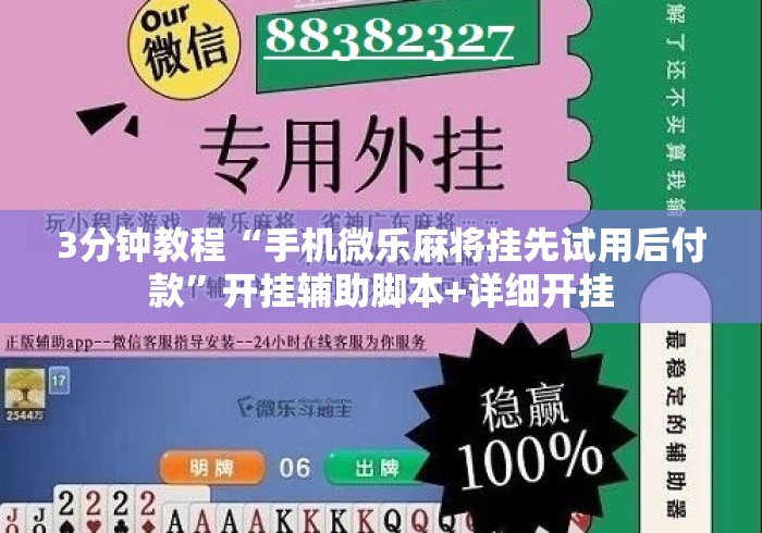 3分钟教程“手机微乐麻将挂先试用后付款”开挂辅助脚本+详细开挂