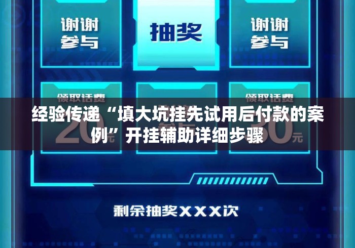 经验传递“填大坑挂先试用后付款的案例”开挂辅助详细步骤