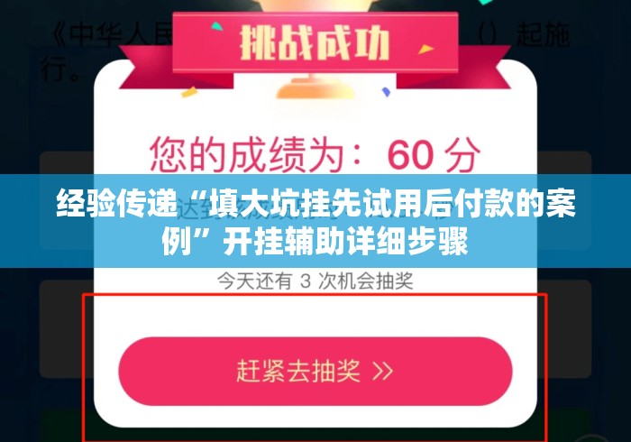 经验传递“填大坑挂先试用后付款的案例”开挂辅助详细步骤