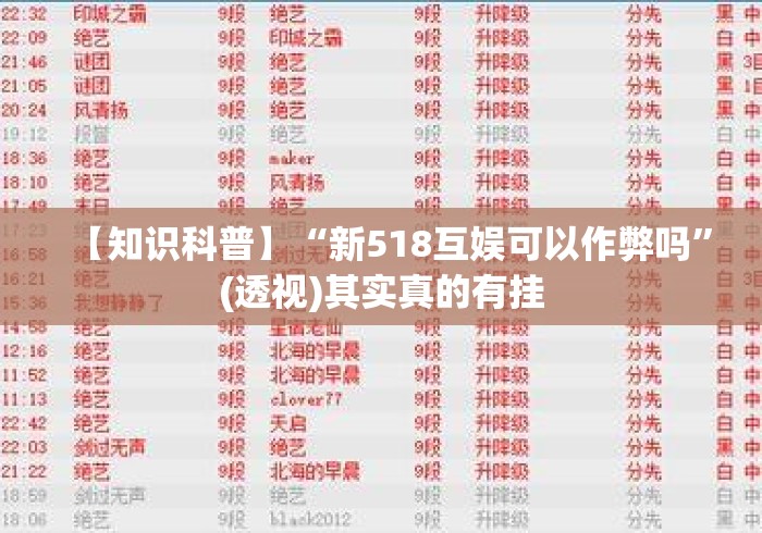 【知识科普】“新518互娱可以作弊吗”(透视)其实真的有挂