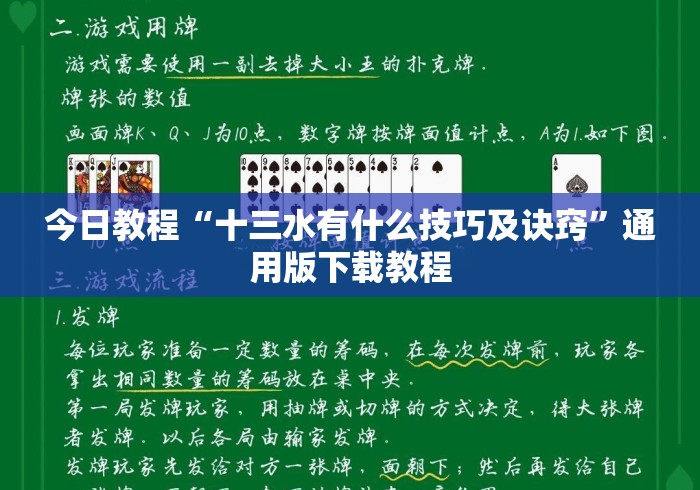 今日教程“十三水有什么技巧及诀窍”通用版下载教程