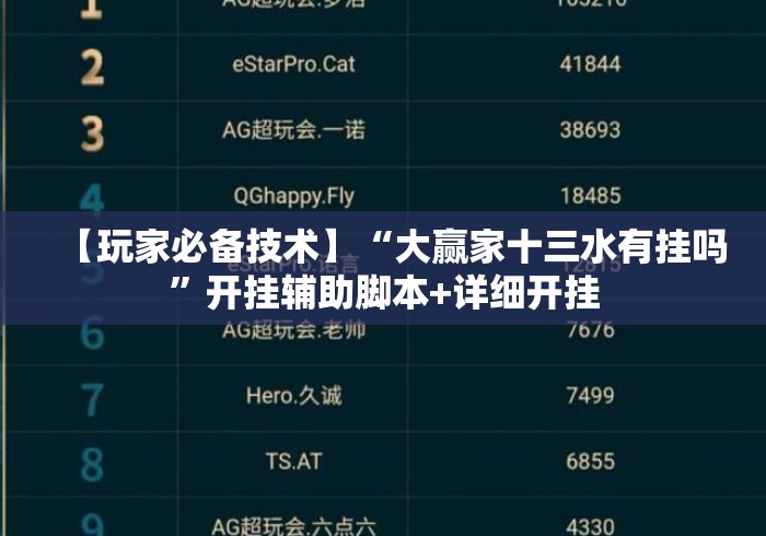 【玩家必备技术】“大赢家十三水有挂吗”开挂辅助脚本+详细开挂