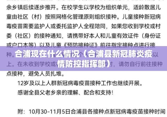 合浦现在什么情况（合浦县新冠肺炎疫情防控指挥部）