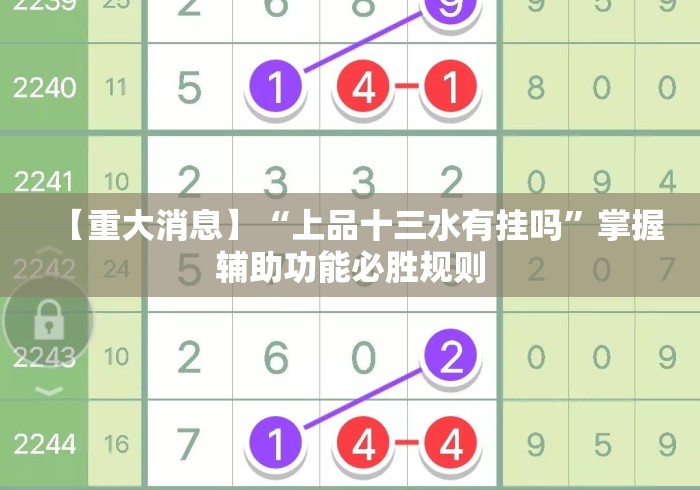 【重大消息】“上品十三水有挂吗”掌握辅助功能必胜规则