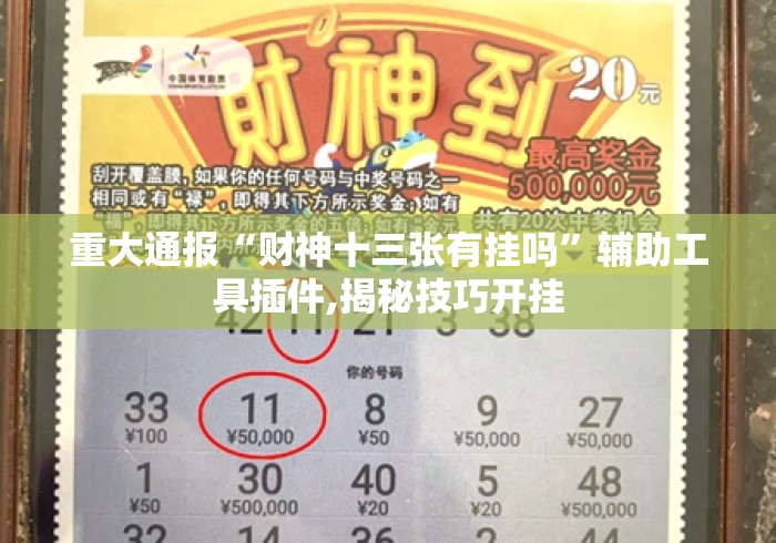 重大通报“财神十三张有挂吗”辅助工具插件,揭秘技巧开挂