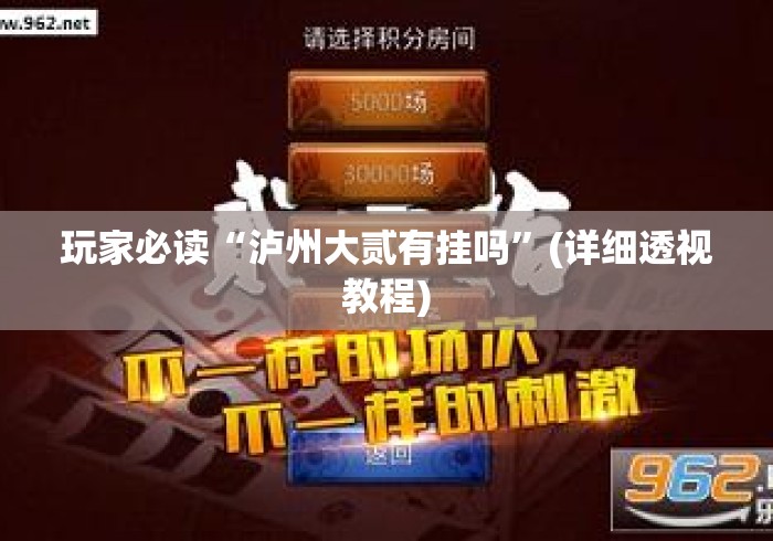 玩家必读“泸州大贰有挂吗”(详细透视教程)