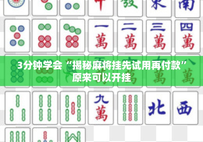3分钟学会“揭秘麻将挂先试用再付款”原来可以开挂