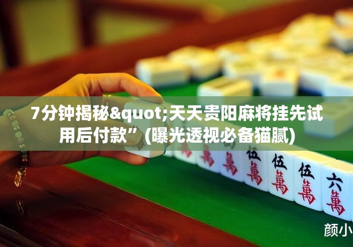 7分钟揭秘"天天贵阳麻将挂先试用后付款”(曝光透视必备猫腻)