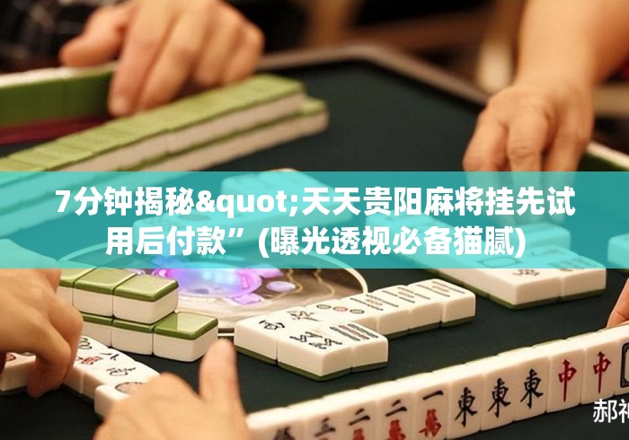 7分钟揭秘"天天贵阳麻将挂先试用后付款”(曝光透视必备猫腻)
