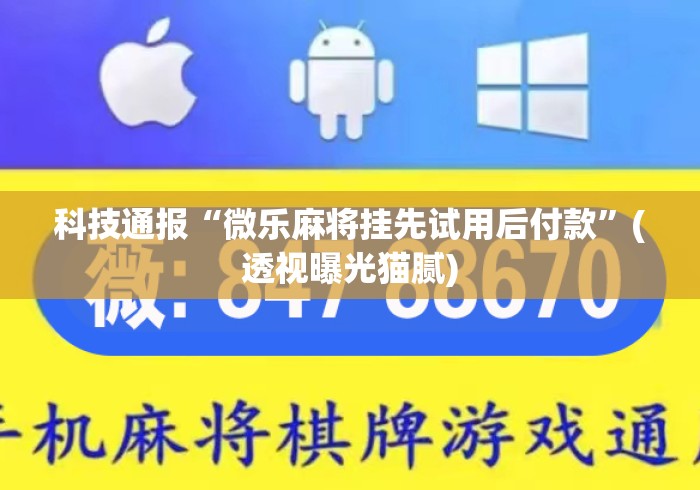 科技通报“微乐麻将挂先试用后付款	”(透视曝光猫腻)