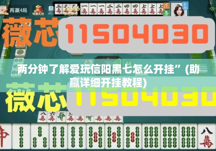 两分钟了解爱玩信阳黑七怎么开挂”(助赢详细开挂教程)