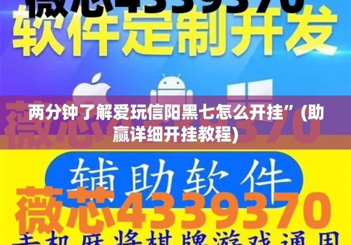 两分钟了解爱玩信阳黑七怎么开挂”(助赢详细开挂教程)