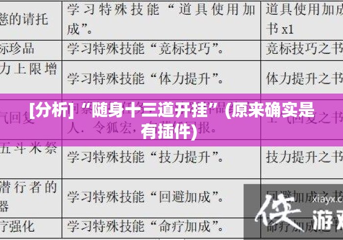 [分析]“随身十三道开挂”(原来确实是有插件) 