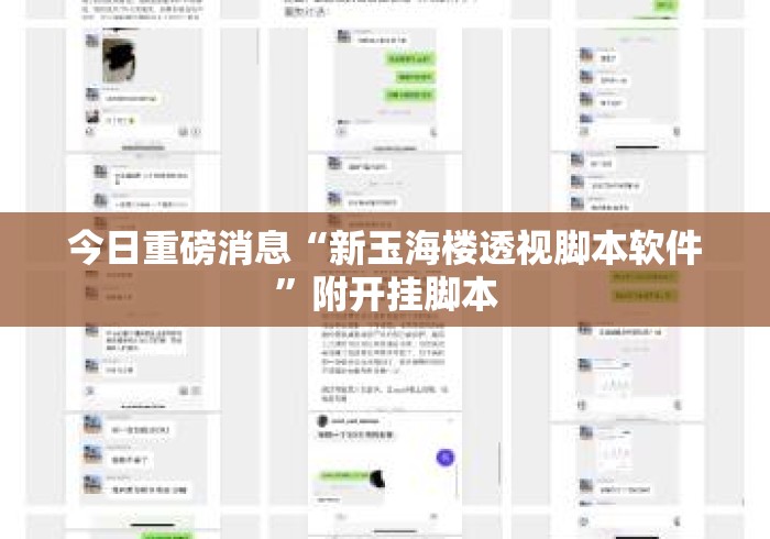 今日重磅消息“新玉海楼透视脚本软件	”附开挂脚本