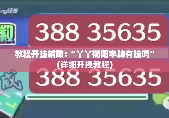 教程开挂辅助:“丫丫衡阳字牌有挂吗”(详细开挂教程)