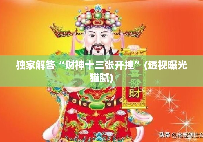 独家解答“财神十三张开挂”(透视曝光猫腻)