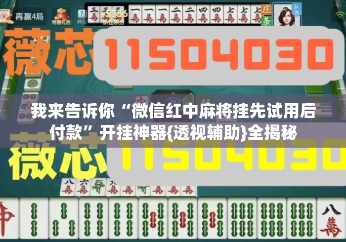 我来告诉你“微信红中麻将挂先试用后付款”开挂神器{透视辅助}全揭秘