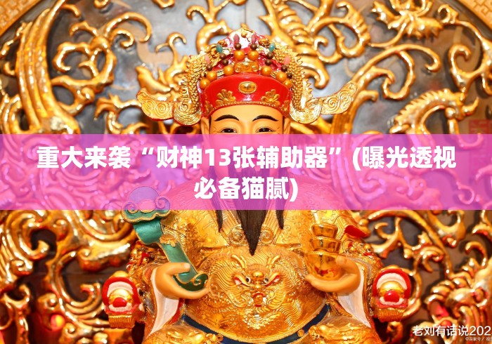 重大来袭“财神13张辅助器	”(曝光透视必备猫腻)