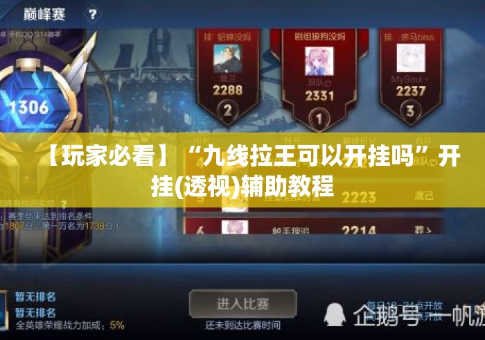 【玩家必看】“九线拉王可以开挂吗	”开挂(透视)辅助教程
