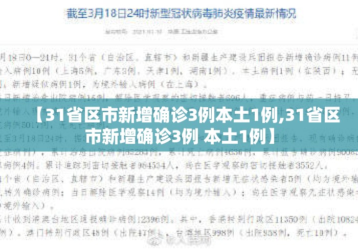【31省区市新增确诊3例本土1例,31省区市新增确诊3例 本土1例】 【31省区市新增确诊3例本土1例,31省区市新增确诊3例 本土1例】