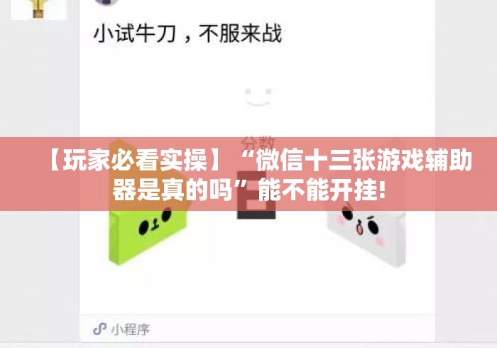 【玩家必看实操】“微信十三张游戏辅助器是真的吗	”能不能开挂!