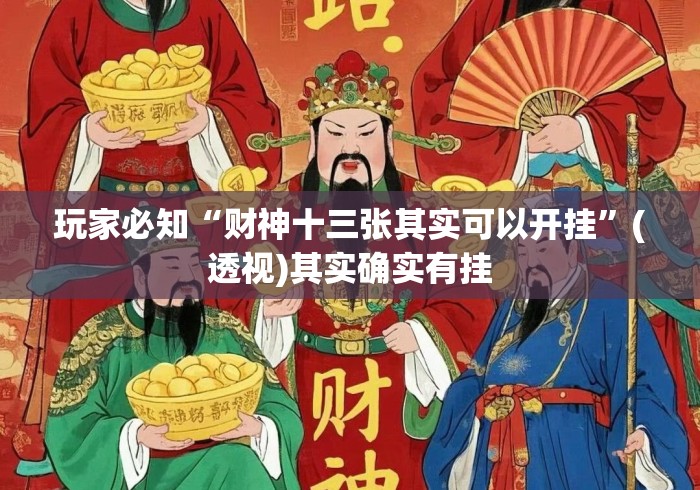 玩家必知“财神十三张其实可以开挂”(透视)其实确实有挂
