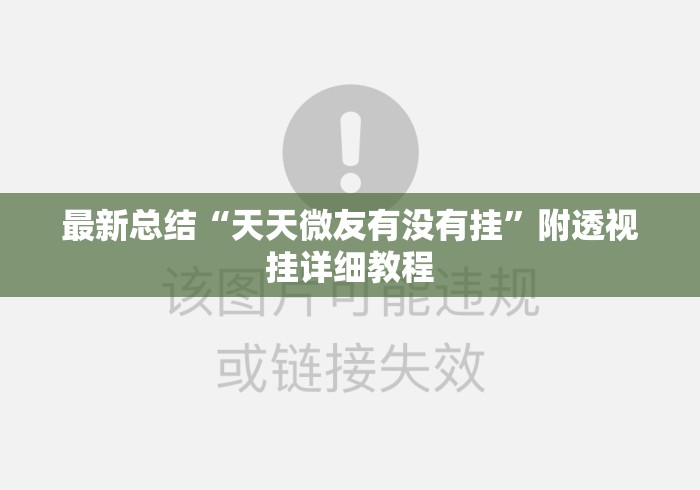 最新总结“天天微友有没有挂”附透视挂详细教程