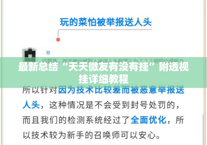 最新总结“天天微友有没有挂”附透视挂详细教程