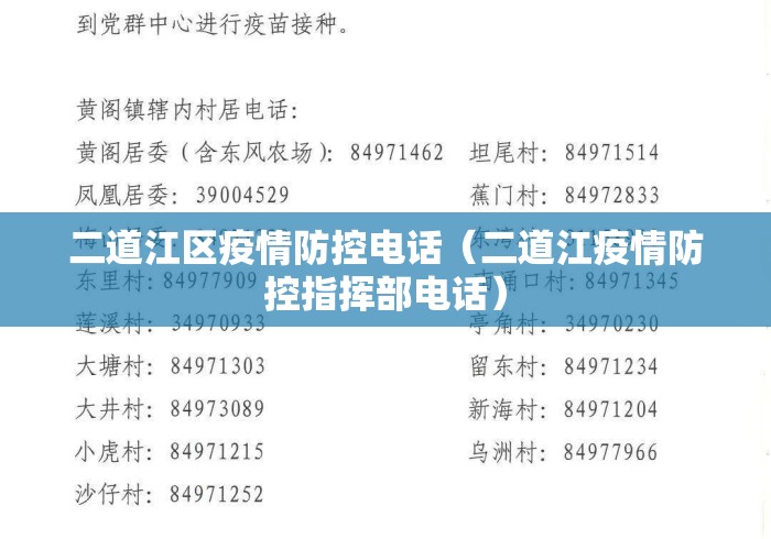 二道江区疫情防控电话（二道江疫情防控指挥部电话）